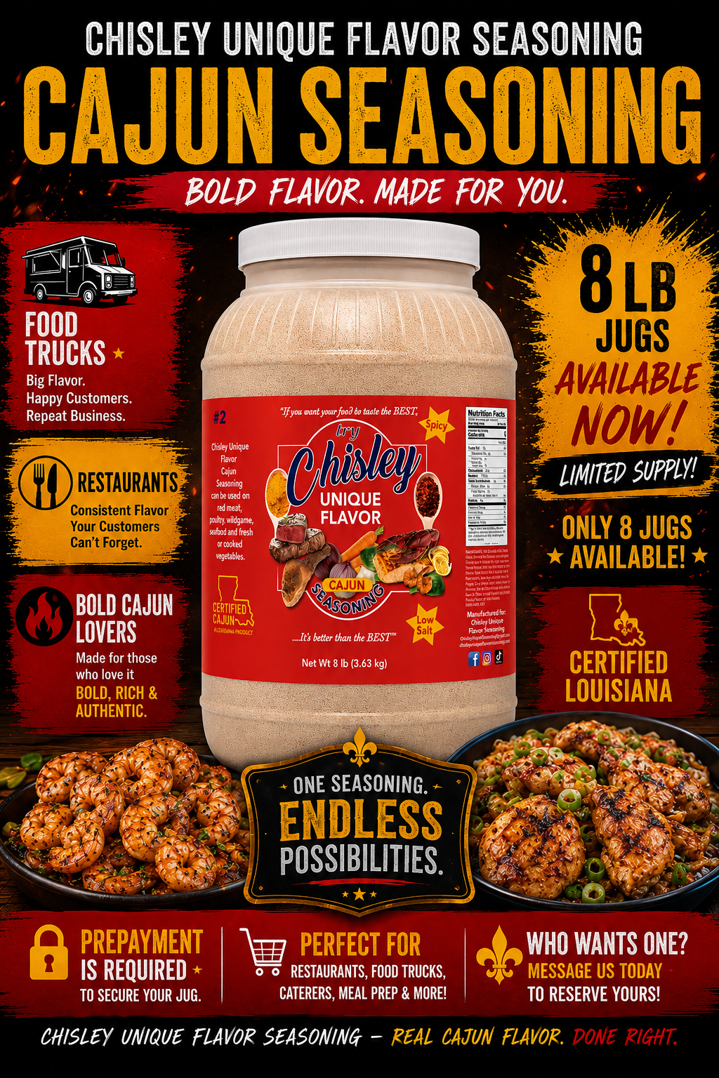 Chisley Cajun Seasoning - 8 Lb Jug