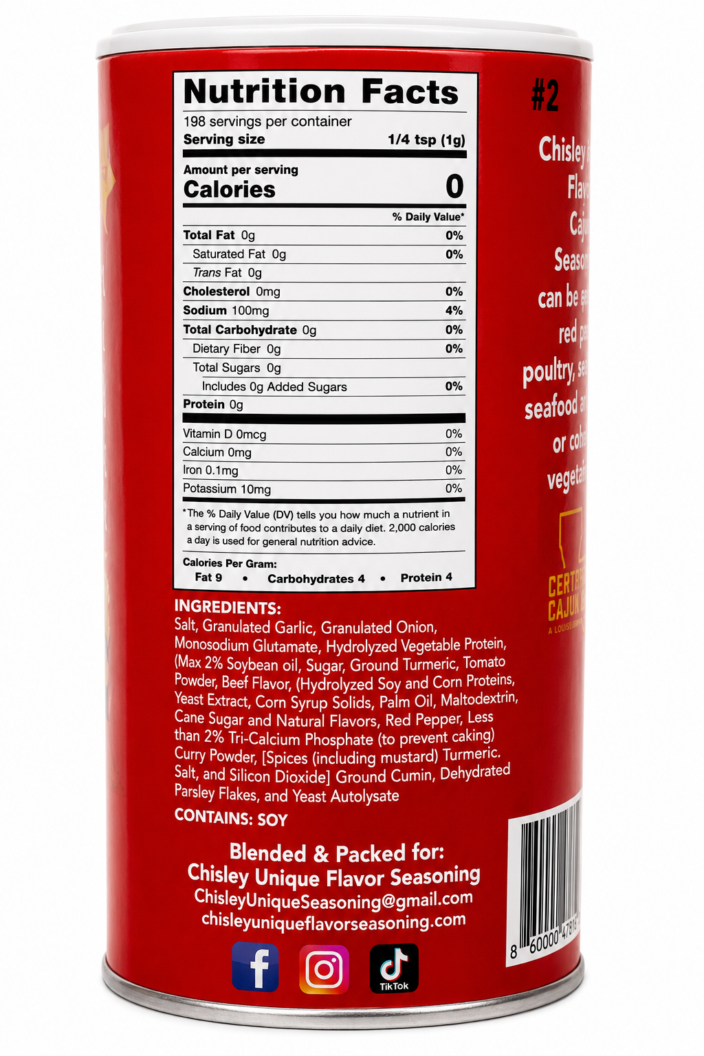 Chisley Unique Flavor Seasoning (Cajun) 7 Oz