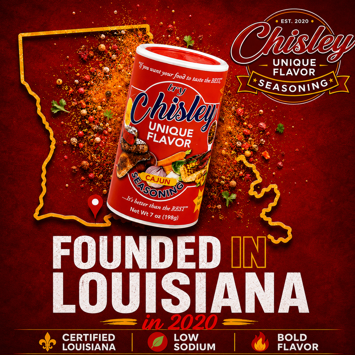Chisley Unique Flavor Seasoning (Cajun) 7 Oz
